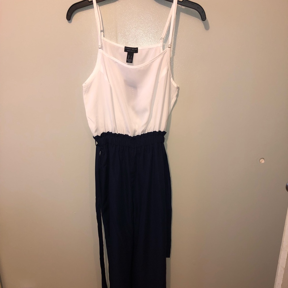 White , blue romper
